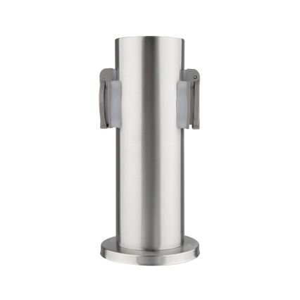 Außensteckdosensäule 2-fach 230V IP44 mattchrom rund