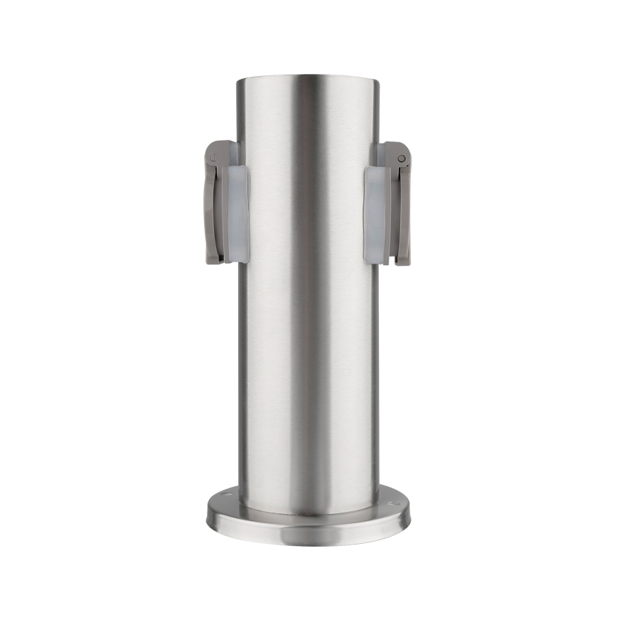 Außensteckdosensäule 2-fach 230V IP44 mattchrom rund