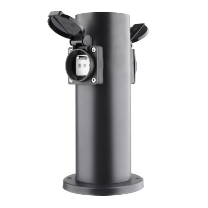 Outdoor-Steckdosensäule 2Z 230V IP44 schwarz eckig