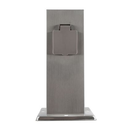 Outdoor-Steckdosensäule 2Z 230V IP44 mattes Chrom eckig