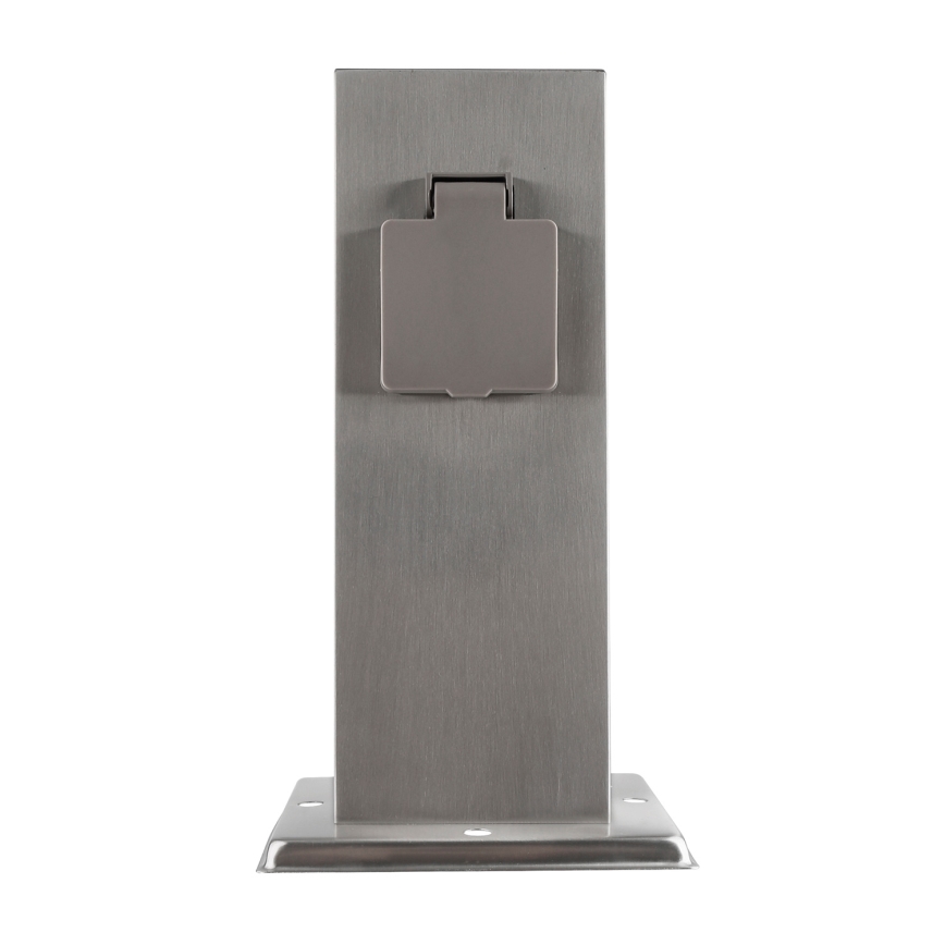 Outdoor-Steckdosensäule 2Z 230V IP44 mattes Chrom eckig