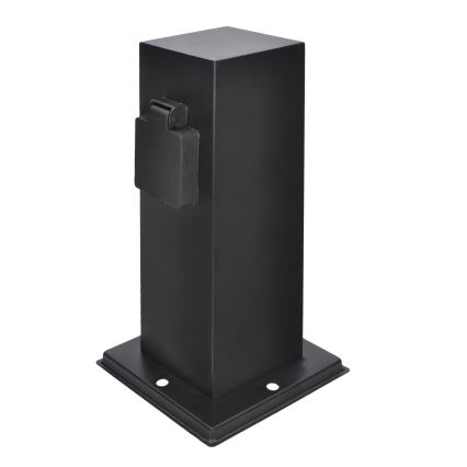 Außensteckdosensäule 2-fach 230V IP44 schwarz, eckig