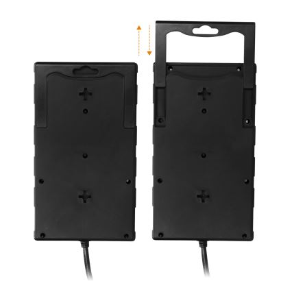 Verlängerungskabel mit Schalter und Überspannungsschutz, 8-fach, Typ E + 1x USB-A + 1x USB-C, 2 m, schwarz