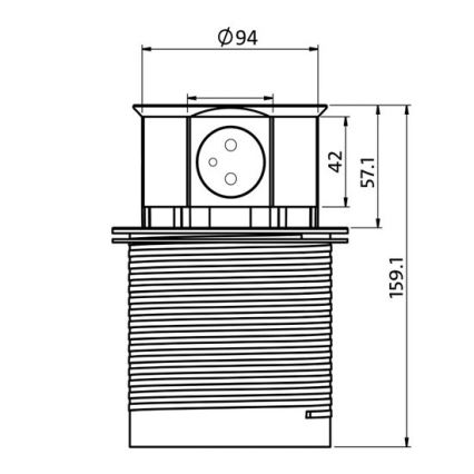 Steckdosensäule für eine Tischplatte 3x230V