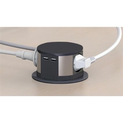 Steckdosensäule für eine Tischplatte 3x230V