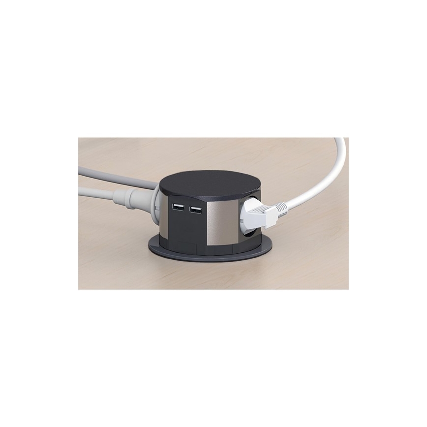Steckdosensäule für eine Tischplatte 3x230V