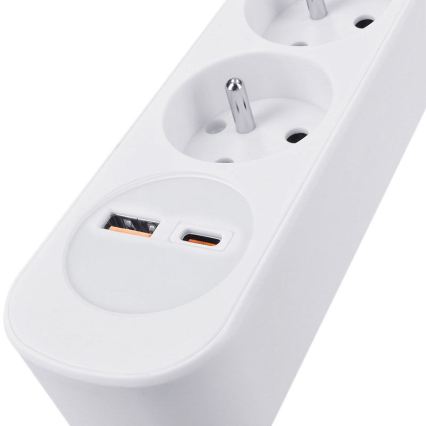 Verlängerungskabel 5 m mit Schalter, 3 Steckdosen und USB-A-/USB-C-Ladeanschlüssen