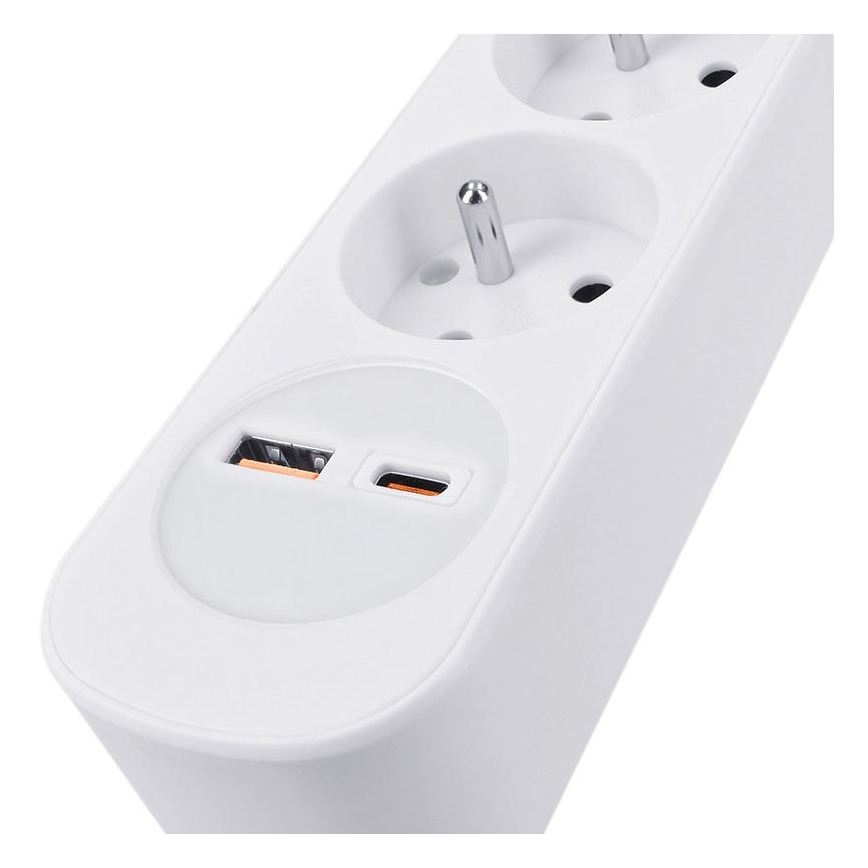 Verlängerungskabel 5 m mit Schalter, 3 Steckdosen und USB-A-/USB-C-Ladeanschlüssen