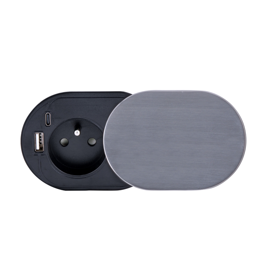 Einbau-Steckdose 1Z + USB A+C