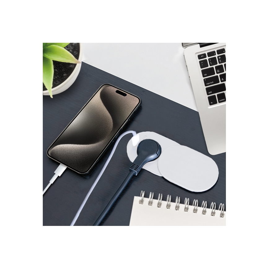 Einbausteckdose 20 W, 1-fach mit USB-A und USB-C, weiß