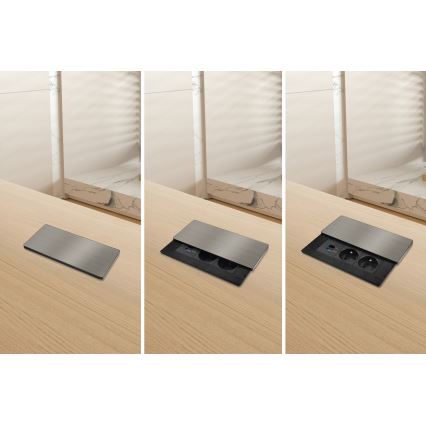 Einbausteckdose mit kabellosem Laden 65W, 2 Steckdosen + USB-A + USB-C