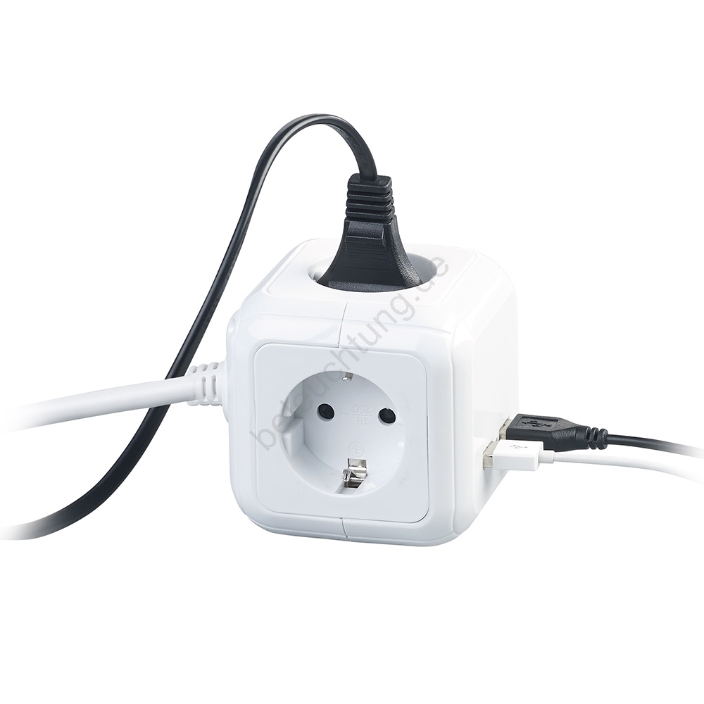 Solight PP145USB - Verlängerungskabel Würfel 4x230V/2xUSB 5V 2m
