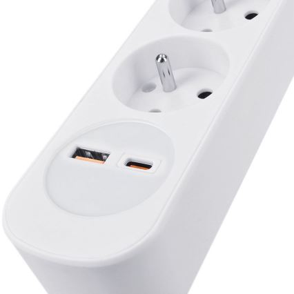 Verlängerungskabel mit Schalter, 5 Steckdosen und USB-A-/USB-C-Ladeanschlüssen, 3 m Kabellänge