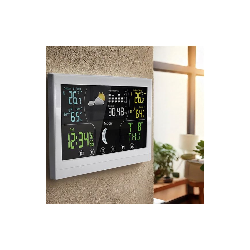 Wetterstation mit Farbdisplay 5V/2xAAA weiß
