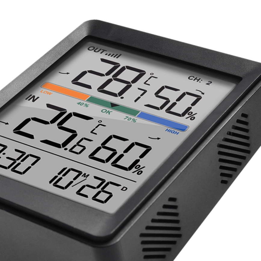 Wetterstation mit Wecker 2xAAA + 2xAAA schwarz