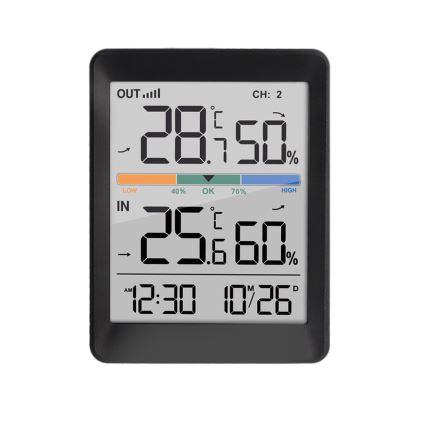 Wetterstation mit Wecker 2xAAA + 2xAAA schwarz