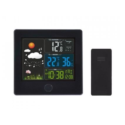 Wetterstation mit LCD-Anzeige 230V/2xAAA + 2xAAA schwarz