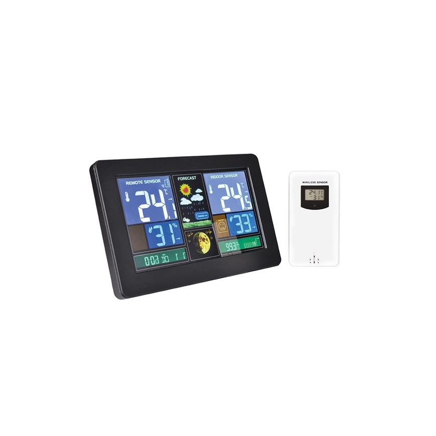 Wetterstation mit LCD-Anzeige USB 5V/2xAAA + 2xAAA Aufladung schwarz