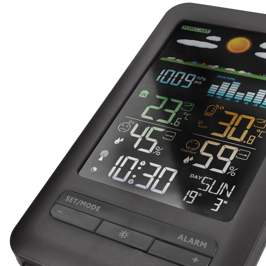 Wetterstation mit LCD-Anzeige 2xAA schwarz