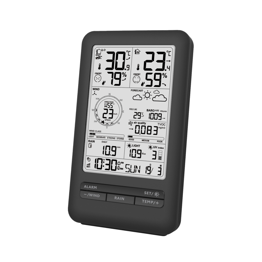 Professionelle Wetterstation mit LCD-Display 5V/2xAA + 3xAA + 2xAA Wi-Fi Tuya