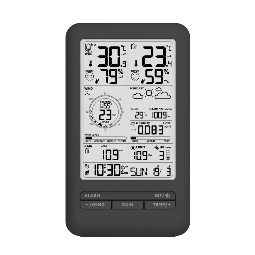 Profi-Wetterstation mit LCD-Display 2xAA Wi-Fi Tuya