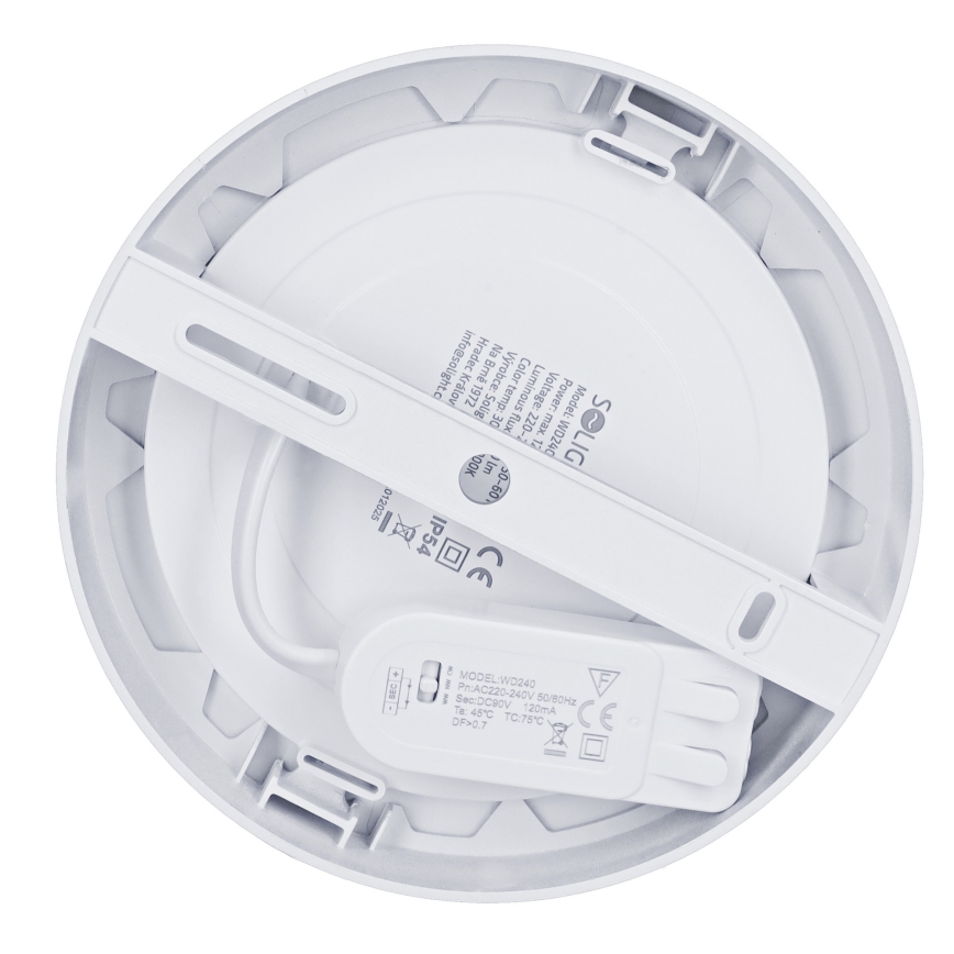 LED-Deckenpanel 2-in-1 (Aufputz-/Einbau-Panel), 12 W, 230 V, 3000/4000/6000 K, Ø17 cm, IP54, silber
