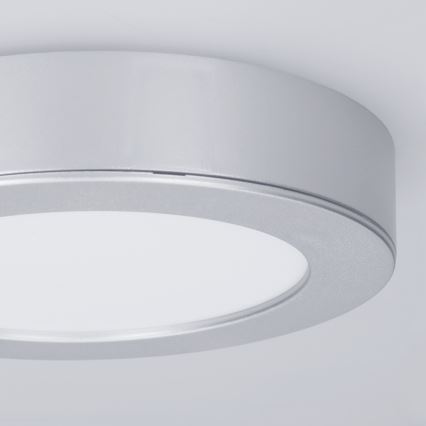 LED-Deckenpanel 2-in-1 (Aufputz-/Einbau-Panel), 12 W, 230 V, 3000/4000/6000 K, Ø17 cm, IP54, silber