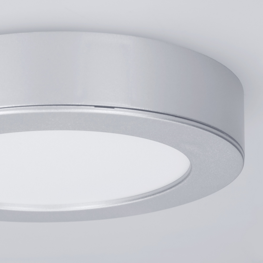 LED-Deckenpanel 2-in-1 (Aufputz-/Einbau-Panel), 12 W, 230 V, 3000/4000/6000 K, Ø17 cm, IP54, silber