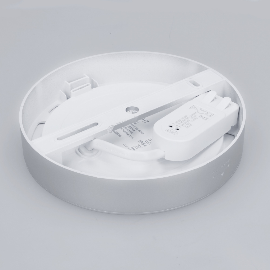 LED-Deckenpanel 2-in-1 (Aufputz-/Einbau-Panel), 12 W, 230 V, 3000/4000/6000 K, Ø17 cm, IP54, silber