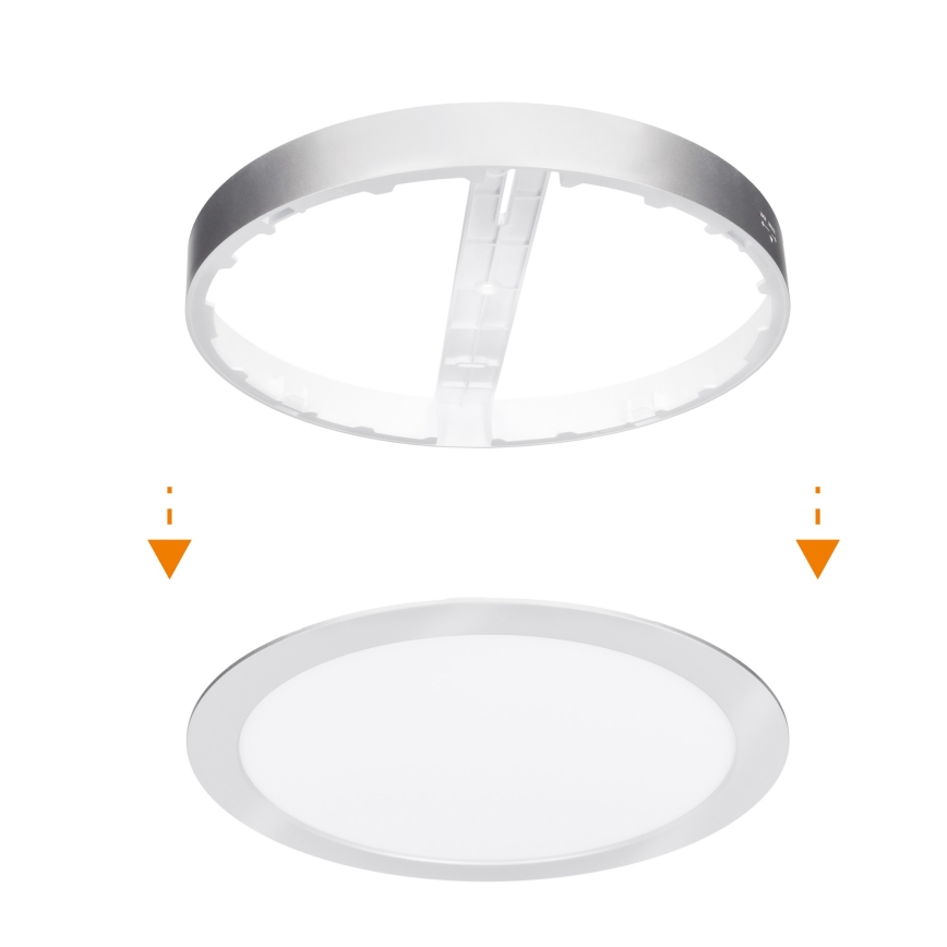 LED Aufbau-/Einbaupanel 2-in-1 18W/230V 3000/4000/6000K Ø 22,5 cm IP54 silber