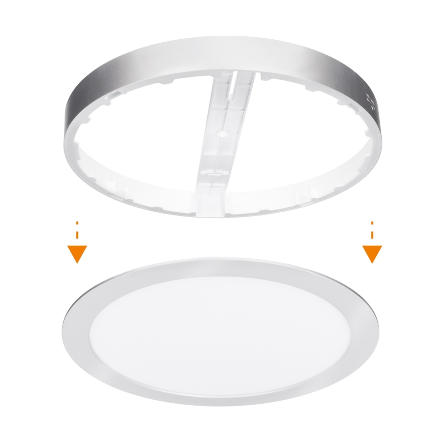 LED-Aufbau-/Einbau-Panel 2-in-1 24W/230V 3000/4000/6000K Ø 30 cm IP54 silber