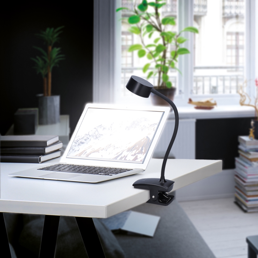 LED Dimmbar flexible aufladbar Tischleuchte mit Klemme LED/2W/1800 mAh 3000/4000/6500K schwarz