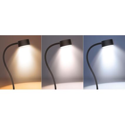 LED Dimmbar flexible aufladbar Tischleuchte mit Klemme LED/2W/1800 mAh 3000/4000/6500K schwarz