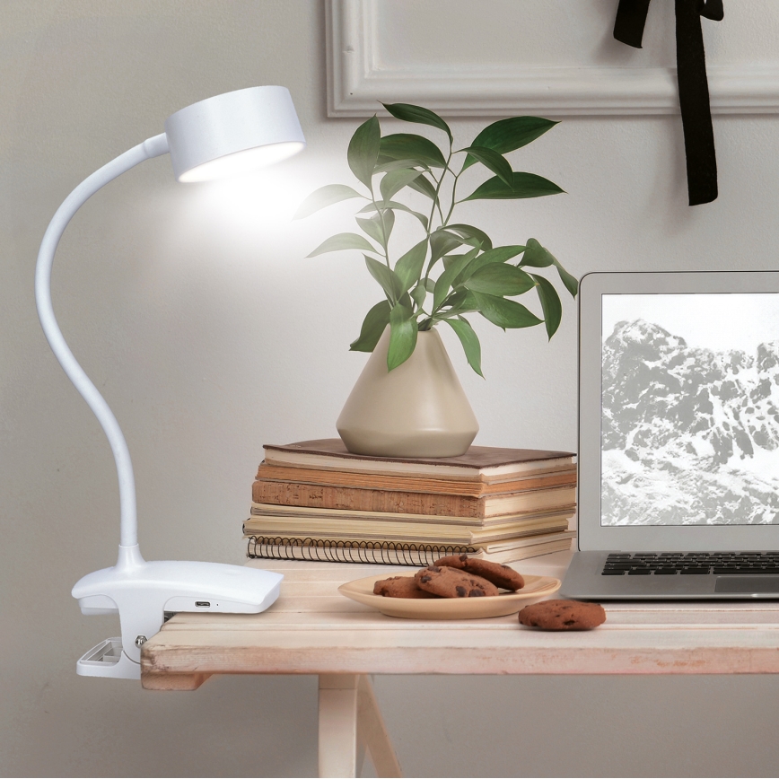 LED Dimmbar flexible aufladbar Tischleuchte mit Klemme LED/2W/1800 mAh 3000/4000/6500K weiß