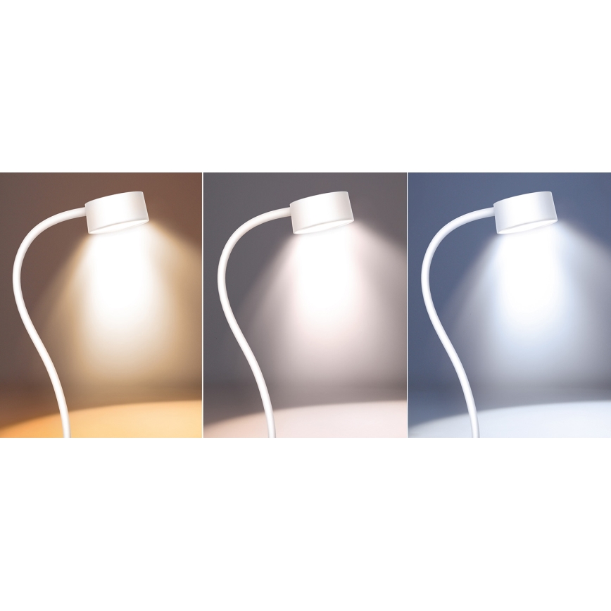 LED Dimmbar flexible aufladbar Tischleuchte mit Klemme LED/2W/1800 mAh 3000/4000/6500K weiß