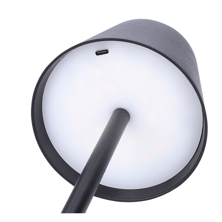 Dimmbare, wiederaufladbare Touch-LED-Tischlampe LUCCA, 3,7 V, 3000/4000/6500 K, 2000 mAh, schwarz