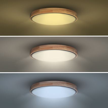 Dimmbare LED-Deckenleuchte IRON OAK LED/48W/230V 3000-6500K Eiche d 40 cm + Fernbedienung