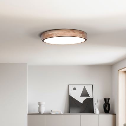 LED-dimmbare Deckenleuchte IRON OAK LED/48W/230V 3000-6500K Eiche Ø 40 cm + Fernbedienung