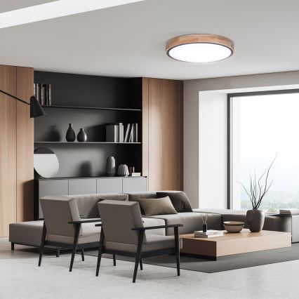 LED-dimmbare Deckenleuchte IRON OAK LED/48W/230V 3000-6500K Eiche Ø 40 cm + Fernbedienung