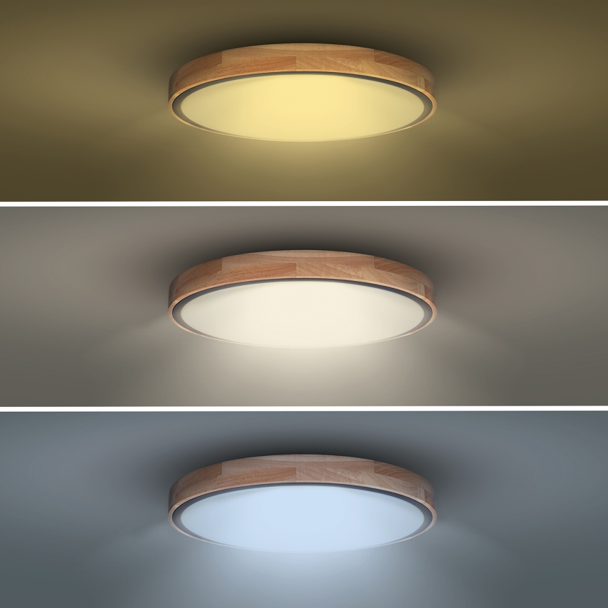 LED-dimmbare Deckenleuchte IRON OAK LED/48W/230V 3000-6500K Eiche Ø 40 cm + Fernbedienung