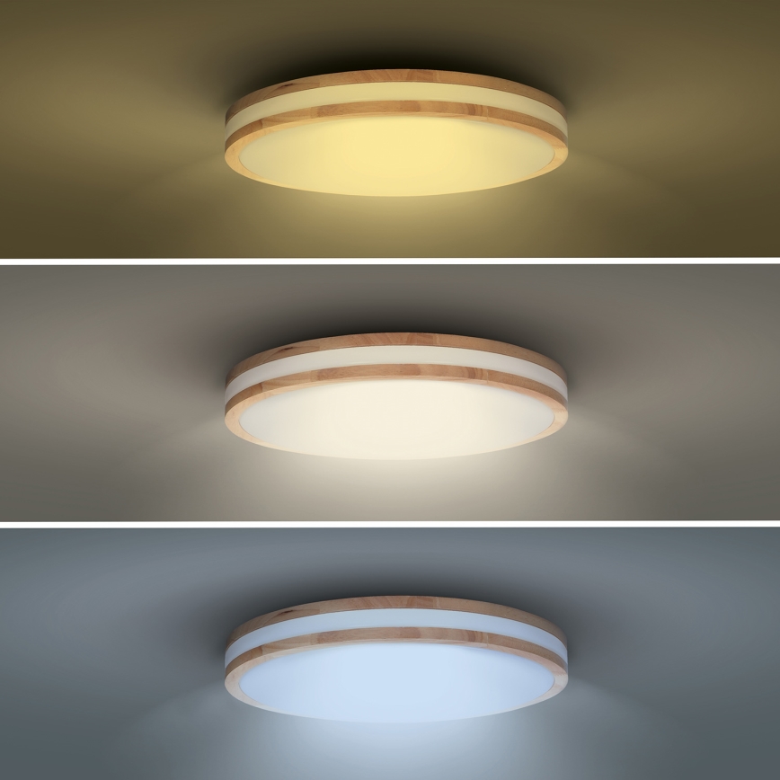 Dimmbare LED-Deckenleuchte WOODY LED/60W/230V 3000-6500K Eiche d 50 cm + Fernbedienung