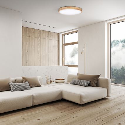 Dimmbare LED-Deckenleuchte SOLID OAK LED/60W/230V 3000-6500K Eiche d 51 cm + Fernbedienung
