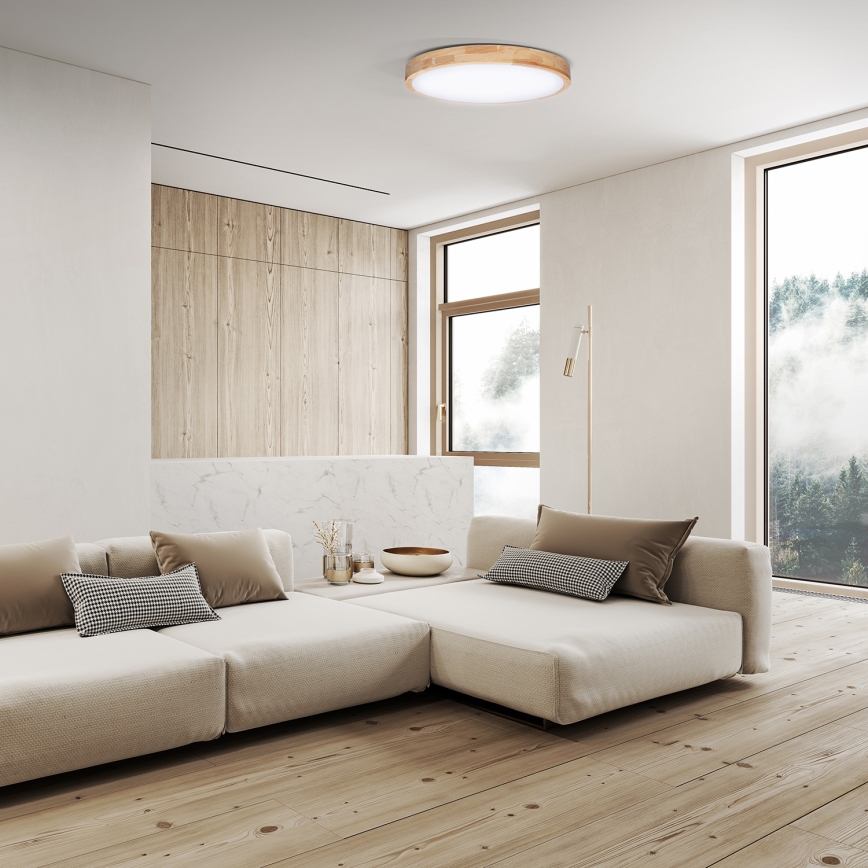 Dimmbare LED-Deckenleuchte SOLID OAK LED/60W/230V 3000-6500K Eiche d 51 cm + Fernbedienung