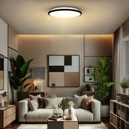 Dimmbare LED-Deckenleuchte JAMIL LED/48W/230V 3000-6500K schwarz + Fernbedienung