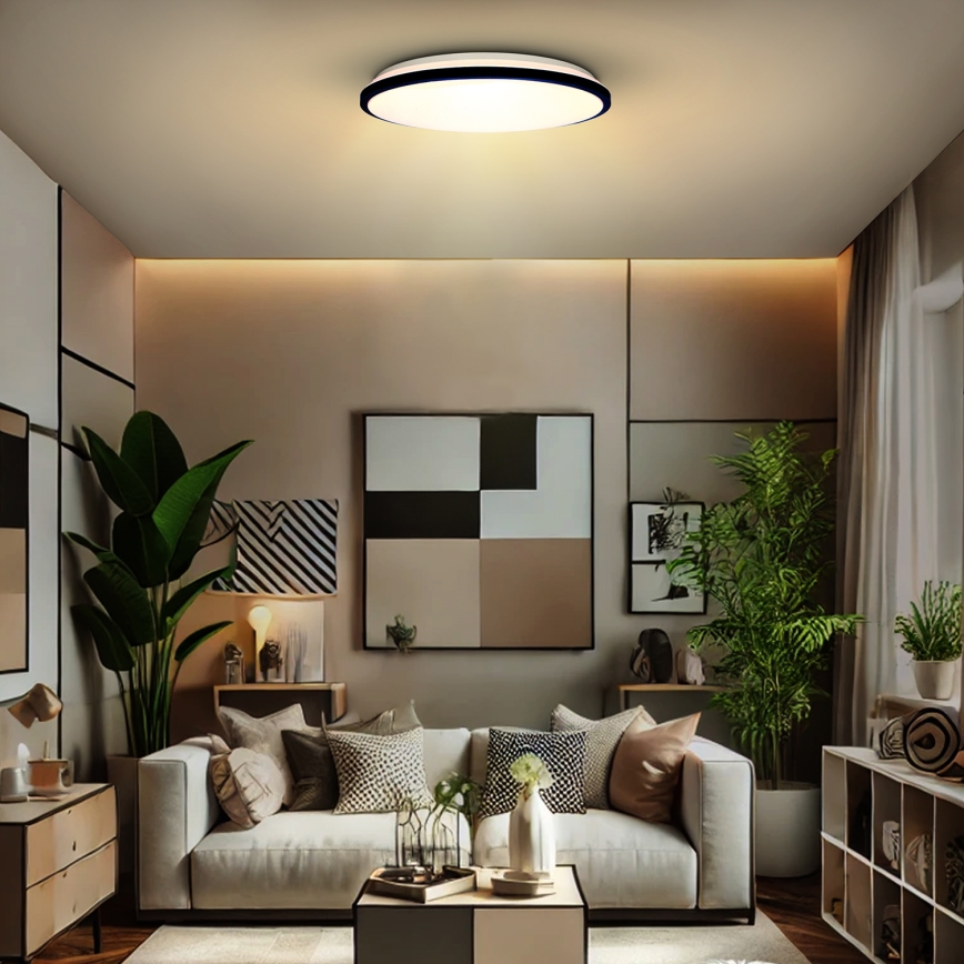 Dimmbare LED-Deckenleuchte JAMIL LED/48W/230V 3000-6500K schwarz + Fernbedienung