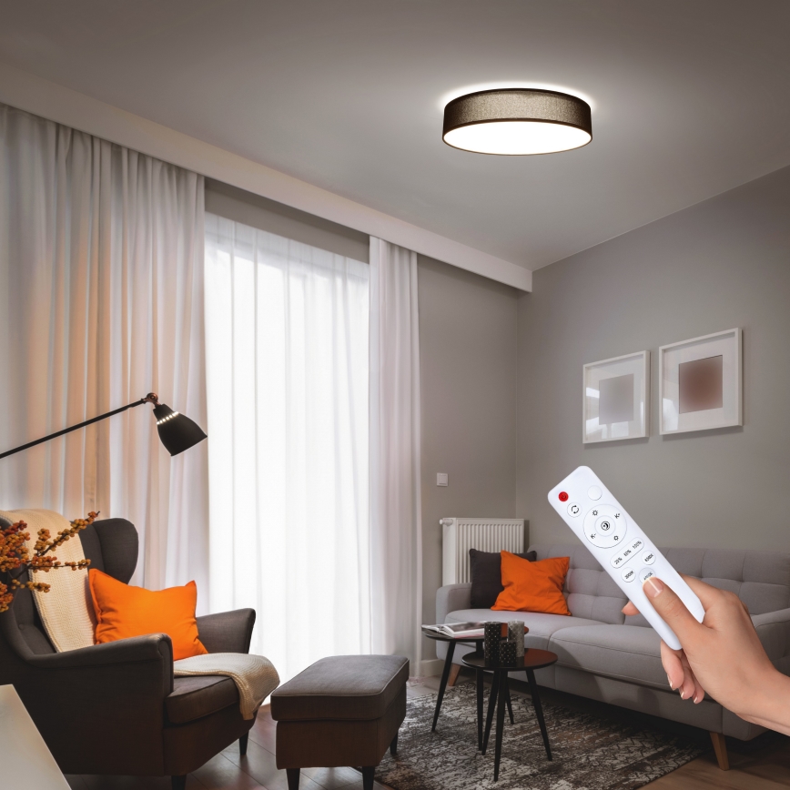 Dimmbare LED-Deckenleuchte PENLEY LED/48W/230V 3000-6500K d 40 cm schwarz + Fernbedienung