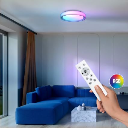 Dimmbare LED-RGB-Deckenleuchte FLOCO LED/30W/230V 3000-6500K + RGB/6W d 40cm + Fernbedienung