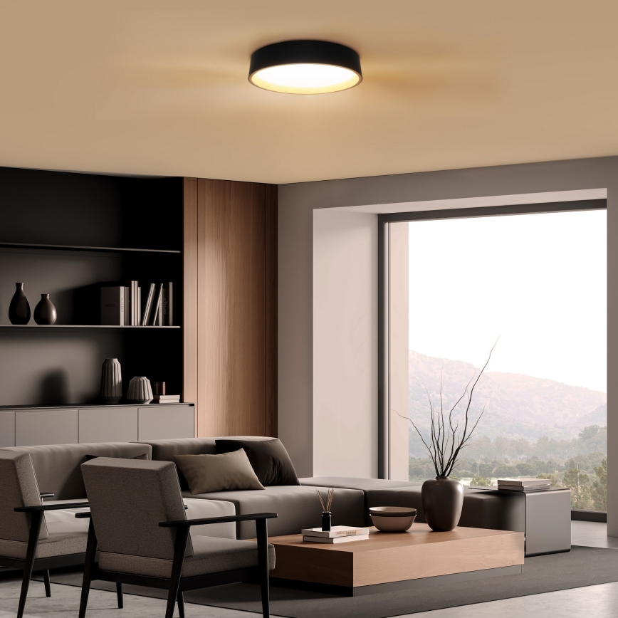 Dimmbare LED-Deckenleuchte LARIOS LED/48W/230V 3000-6500K d 39 cm schwarz + Fernbedienung