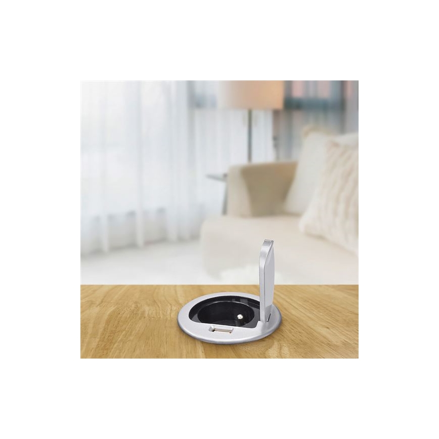 Eingebaute USB-Steckdose mit Deckel 230V
