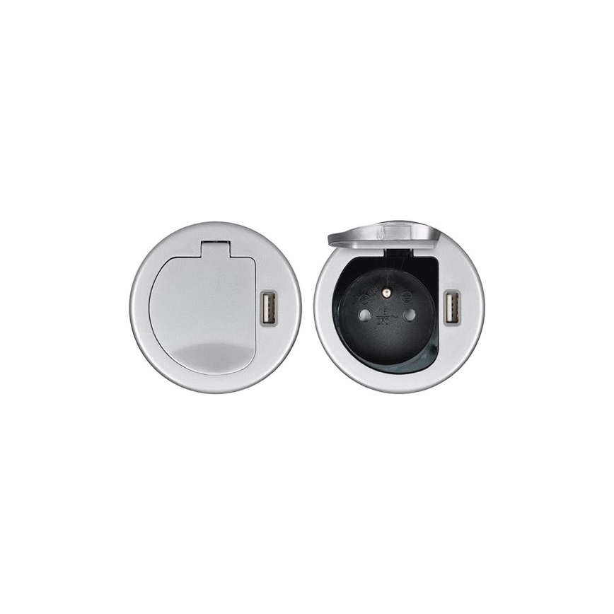 Eingebaute USB-Steckdose mit Deckel 230V